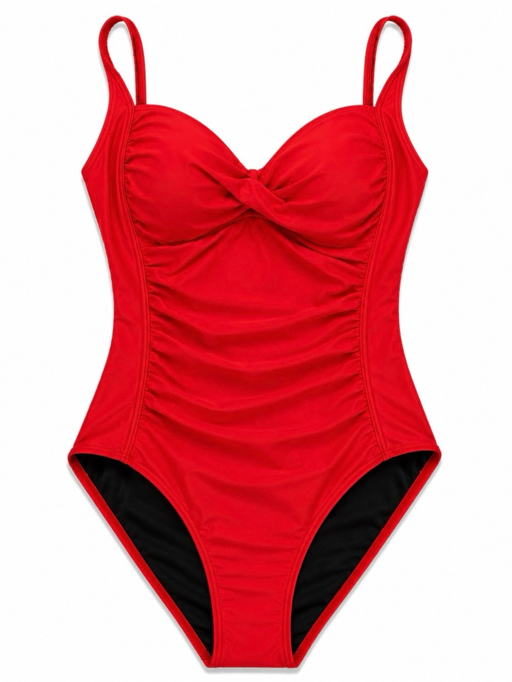 Women's Red Twist-Front One-Piece Swimsuit